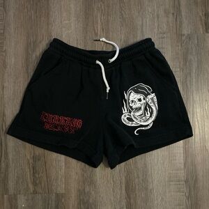 Black Graphic Womens Shorts